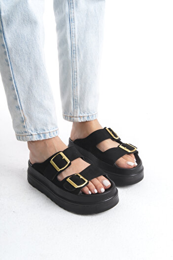 Limeo Double Buckle Summer Women's Daily High Wedge Sole Slippers Sandals Shoes