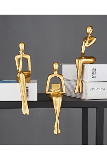 STOREMAX Goldwhirl Nordic Style Decorative 3 Pieces Abstract Thinking Sculpture Figurine Home Decoration Shelf Decor Oturm
