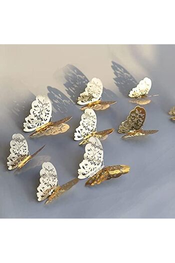 STOREMAX Goldwhirl Home Decoration 3D Metallic Color Carved Pvc Butterfly 12 Pcs Ornament Model Y3 Trendflash 467437