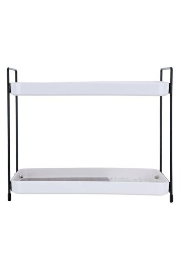 ALSAIF Plastic Serving Stand 30 X 19 X 25 Cm Two Levels Rectangle White