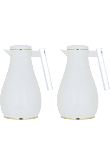 ALSAIF Karam Plastic Thermos Set Two Pieces Islamic Pattern White