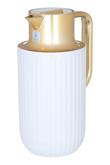ALSAIF Laura Plastic Thermos 1.6 Liters Gold White Handle