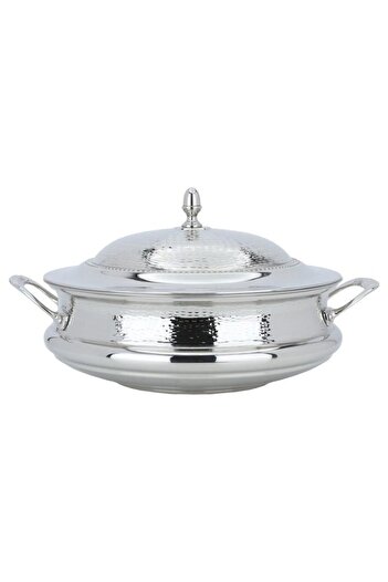 ALSAIF Steel Food Container 17 X 25 X 25 Cm Engraved With Lid Silver
