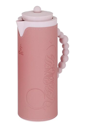 ALSAIF Royal 7 Glass Thermos 1 Liter Plastic Body With Leather Cover Pink