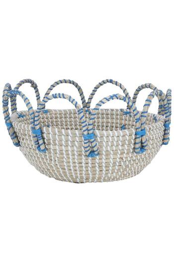 ALSAIF Wicker Serving Tofir 34 X 34 X 12 Cm Round Beige Blue