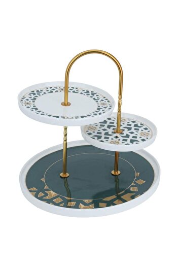 ALSAIF Porcelain Cake Stand Round 3 Levels Green