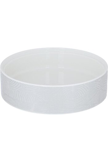 ALSAIF Saheel Porcelain Serving Tray 18 X 18 X 7.6 Cm Round With Lid Medium Gemini Pattern White