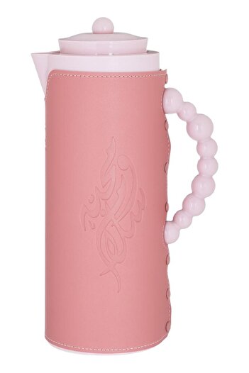 ALSAIF 7 Glass Thermos 1 Liter Plastic Body With Leather Cover Pink