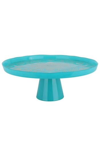 ALSAIF Glass Serving Stand 32X32X12 Cm Turquoise