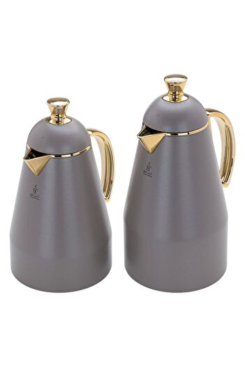ALSAIF Ruwaida Steel Thermos Set 2 Pieces 0.7 / 1 Liter Dark Gray