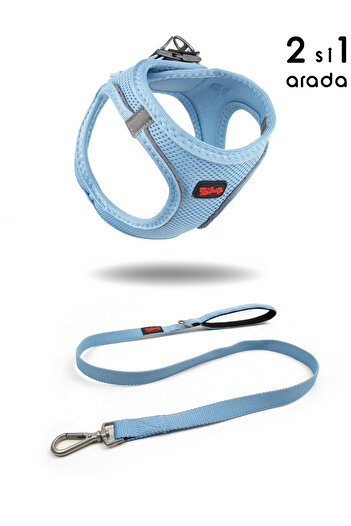 Tailpetz Cat Dog Air-Mesh Chest Collar and Travel Shipping Strap Set 2 in 1 Blue