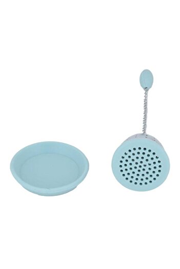 ALSAIF Steel Tea Strainer Drip Saucer Light Blue