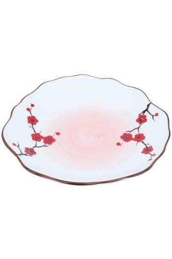 ALSAIF Porcelain Dessert Plate 10.5 Inches Wavy Flower Pattern White