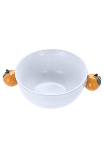 ALSAIF Porcelain Bowl With Orange Handle 11 X 11 X 6 Cm White