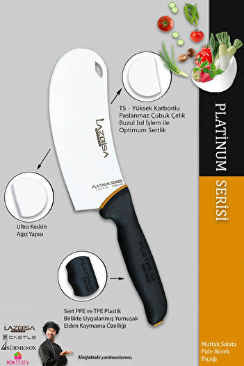 LAZBİSA Platinum Serisi Mutfak Bıçak Seti Pide Börek Salata Pizza Bıçağı Günlük Kullanım (MFT-457)