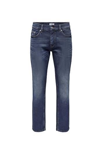 Only & Sons Yüksek Bel Normal Koyu Mavi Erkek Denim Pantolon ONSWEFT REG. ONE DBD 7620 PIM DNM V