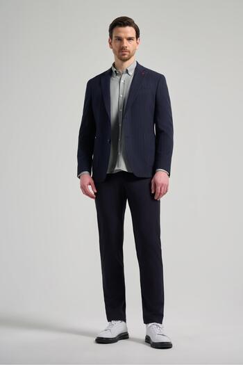 İmza Смугастий візерунок, гофрований, монокомір, еластичний, 6 кишень, slim fit, піджак 1002250122