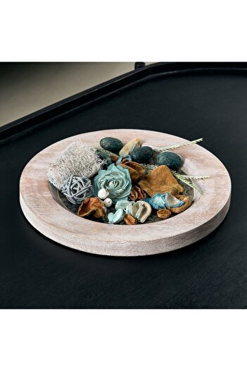 Home Box Flig Decorative Wooden Tray with Iron Detail 30x30x2.5 cm