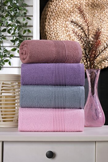 MARLA HOME Velmora Set of 4 Hand-Face Towels |   100% Cotton |   50X90 cm |   Dark Colors