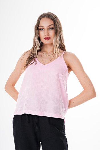 ŞİMAL Women's Rope Strap Muslin Blouse 250607 -