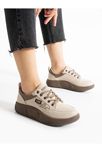Alemdar Shoes DESİRE Krem Bağcıklı Kadın Spor Ayakkabı