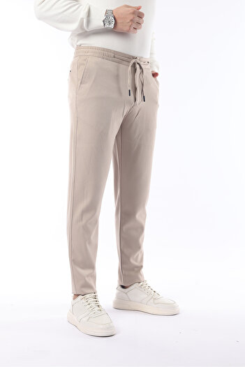 İDS COLLECTİON Άνετο παντελόνι Slimfit Jogger Seasonal Beige Lycra