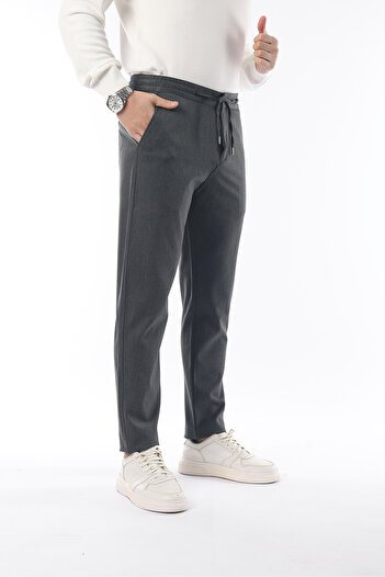 İDS COLLECTİON Slimfit Jogger Seasonal Άνετο Παντελόνι Lycra Anthracite