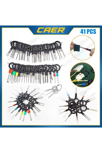 Brangdy 41 PCS Car Terminal Removal Tool Electrical Wiring Crimp Connector Pin Extractor Kit Keys Wire Plug