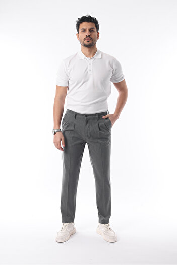 İDS COLLECTİON Ανδρικό πλισέ παντελόνι από ύφασμα Lycra εποχής