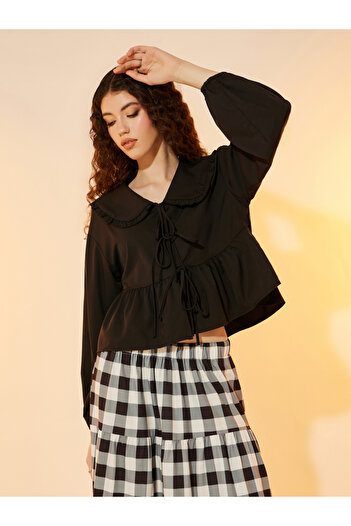 Take Two By Styli Peter Pan Collar Bow Tie Front Blouse