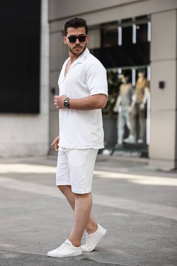 Gameyal Twist Fabric Short Sleeve Shirt Shorts Bottom Top Set