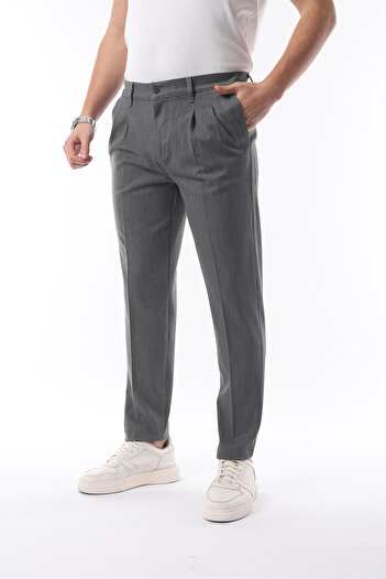 İDS COLLECTİON Ανδρικό πλισέ παντελόνι από ύφασμα Lycra εποχής