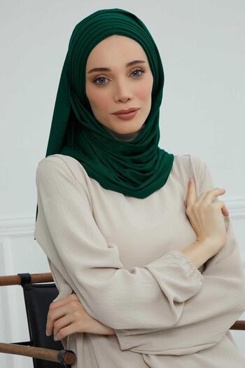 Aisha's Design Pleated Practical Combed Cotton Shawl,Cps-41,Green