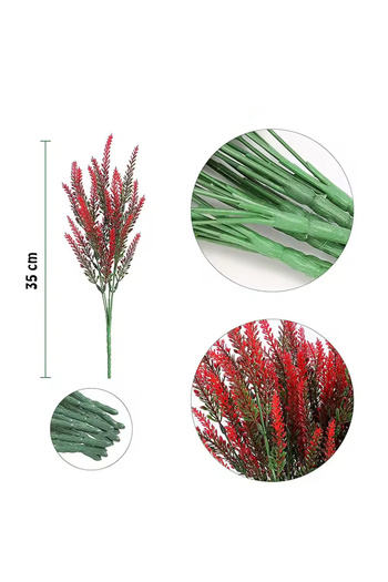 Yapay Çiçek Deposu 5 Branch Plastic Lavender Bunch 35 cm Green-Red