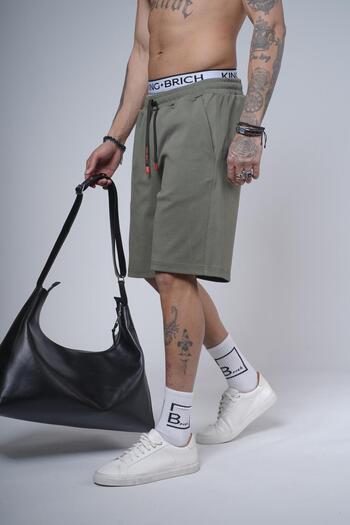 king brich Men's Shorts Bermuda - Regular Fit with Elastic Waist and Pockets