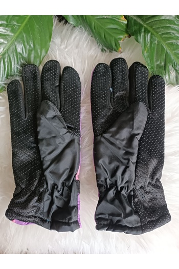 Blotch Pink Panther Waterproof Lilac Color Lined Children's Ski and Snow Gloves for Ages 7-11