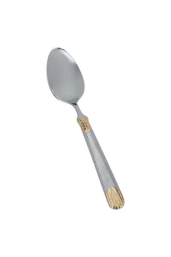 ALSAIF Steel Eating Spoon Set 6 Pieces Gold Silver Pattern