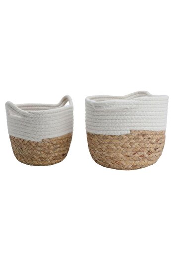ALSAIF Wicker Baskets Set 2 Pieces White