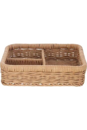 ALSAIF Wicker Basket 25X20X6.7 Cm Rectangular 3 Sections Brown