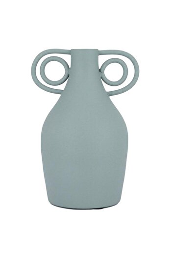ALSAIF Painted Iron Vase 10X4X13 Cm Light Green