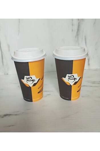 maycup 12 Oz Kapaklı Karton Bardak 100 Adet Karışık Desen