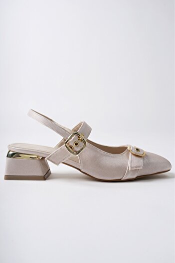 MUGGO Gigi Open Back Blunt Toe Double Belt Women's Daily Classic Short Heeled Shoes