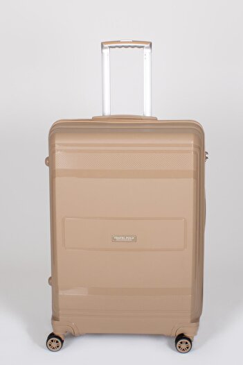 Travel POLO Büyük Boy Kırılmaz Valiz Gold 1017