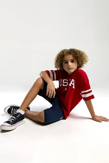U.S. Polo Assn. يو اس بولو اسن. مجموعة علوية سفلية مرخصة بألوان زاهية للأولاد