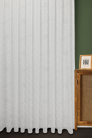 MARİTSA Ecru Pleat on Scandinavian Series Bohemian Pompom Patterned Linen-Cotton Floor (1X3)