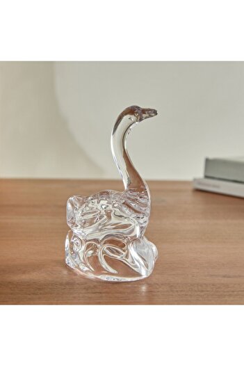 Home Box Vega Glass Swan Accent 7.5x4.8x11.6 cm