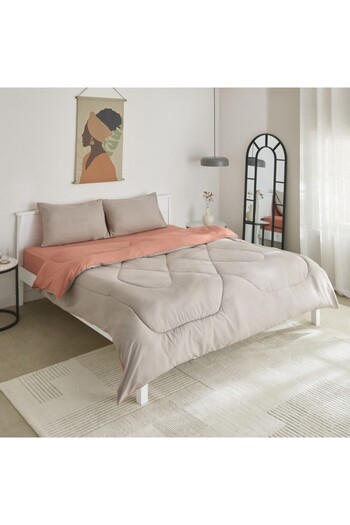 Home Box Derby 3-Piece Reversible Microfiber Queen Comforter Set 200x230 cm