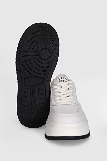 Lufian Hakiki Deri Bağcıklı Comfort Taban Kadın Sneaker Günlük Ayakkabı Beyaz
