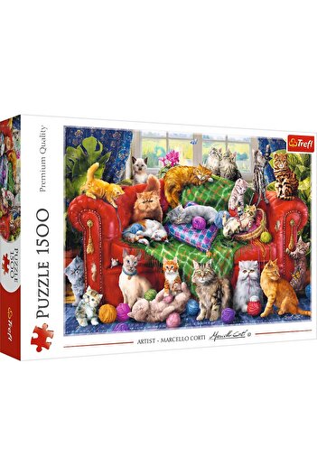 Trefl Puzzle PUZZLE TREFL 1500 PISICUTELE PE CANAPEA
