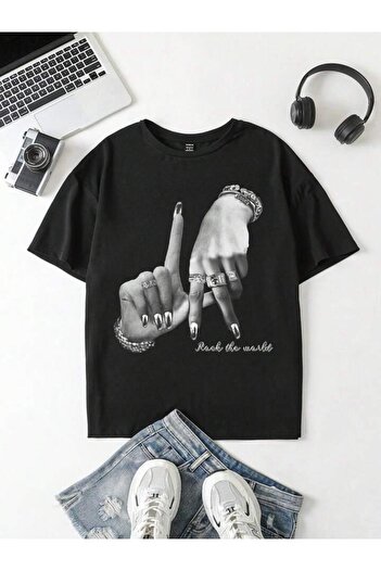 Machetta Unisex Black Rock The World Printed Oversize T-Shirt 100% βαμβάκι